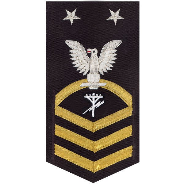 Navy E9 MALE Rating Badge: Construction Electrician - vanchief on blue - Hooyah Woodworks LLC