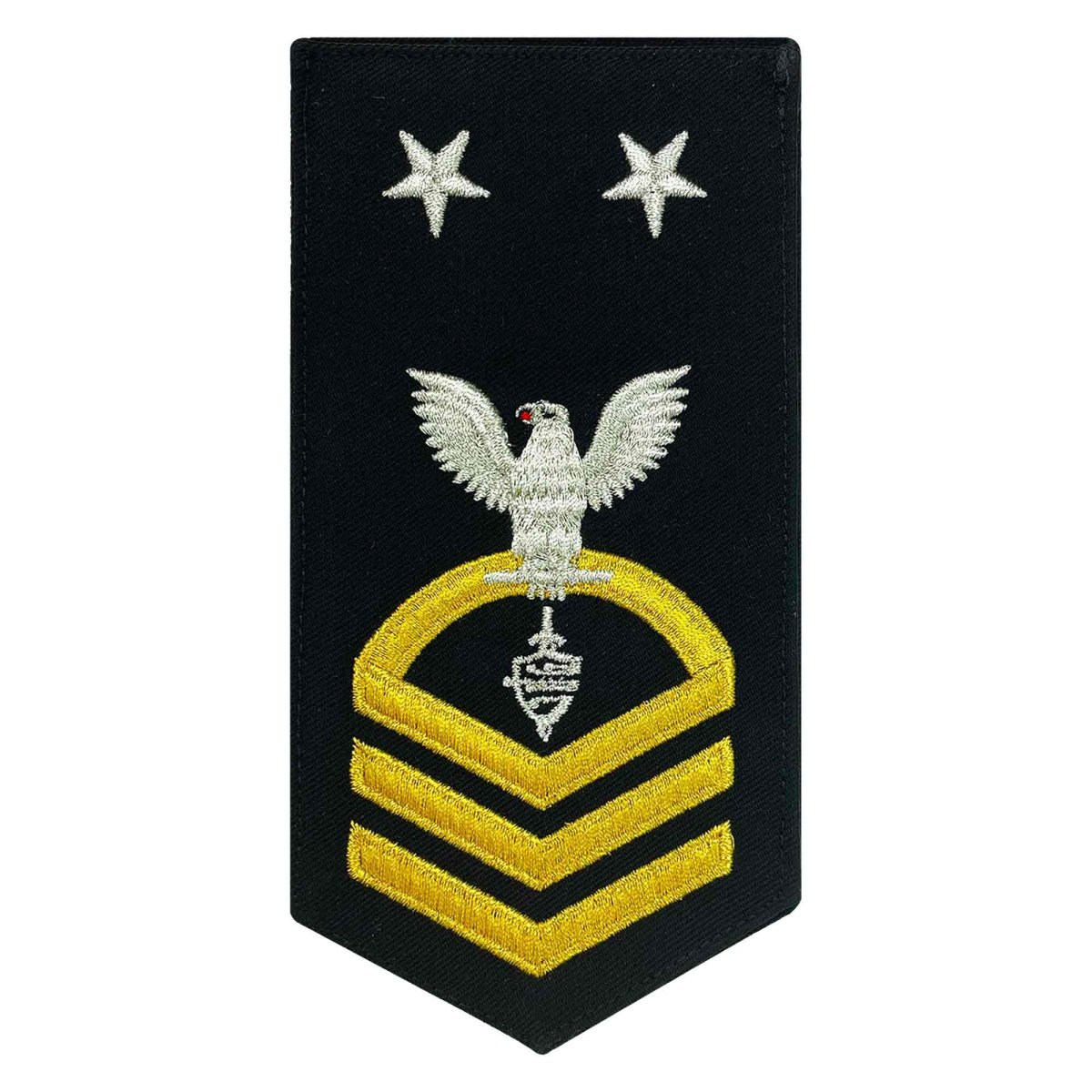 Navy E9 MALE Rating Badge: CWT Cyber Warfare Technician - seaworthy gold on blue - Hooyah Woodworks LLC
