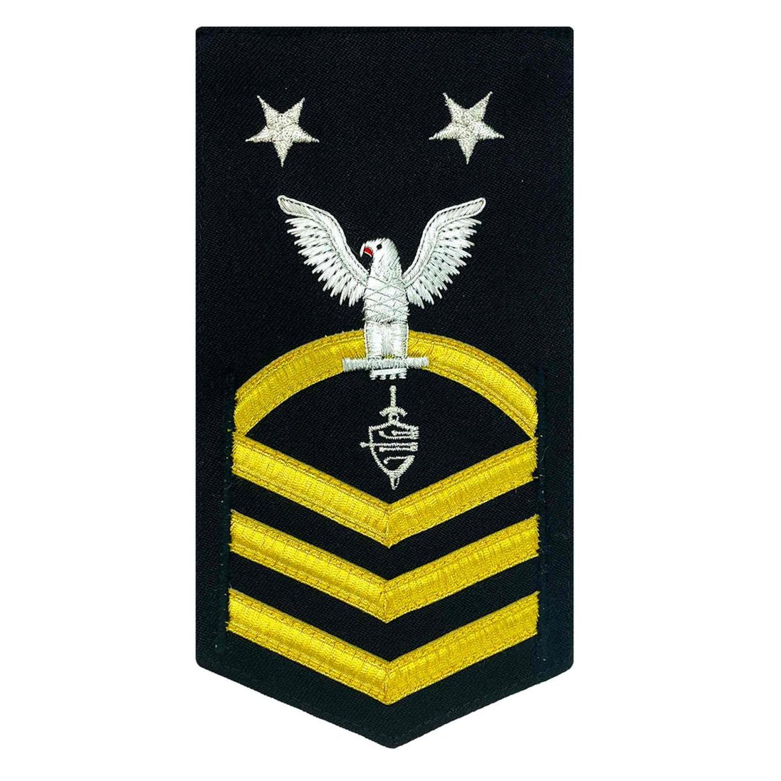 Navy E9 MALE Rating Badge: CWT Cyber Warfare Technician - vanchief on blue - Hooyah Woodworks LLC