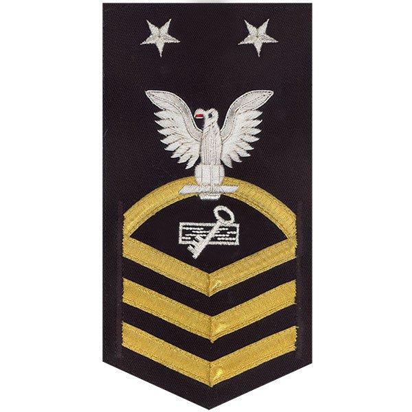 Navy E9 MALE Rating Badge: Disbursing Clerk - vanchief on blue - Hooyah Woodworks LLC