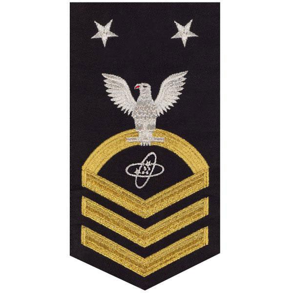 Navy E9 MALE Rating Badge: Electronics Technician - seaworthy gold on blue - Hooyah Woodworks LLC