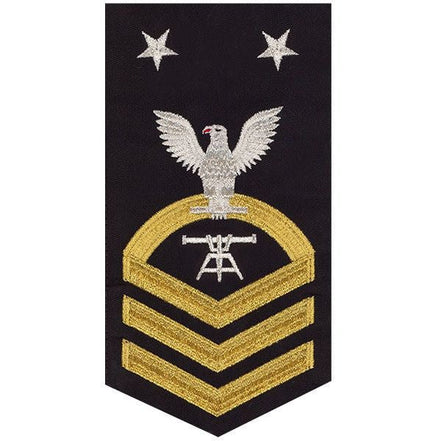Navy E9 MALE Rating Badge: Fire Control Technician - seaworthy gold on blue - Hooyah Woodworks LLC
