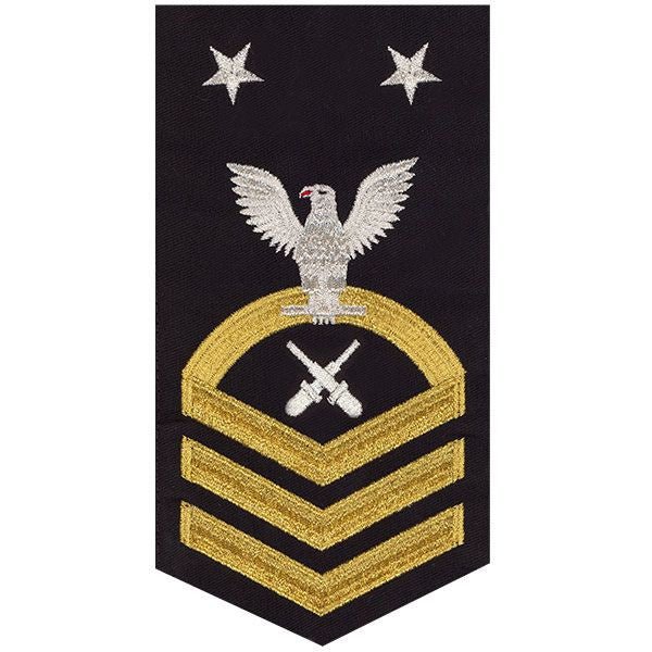 Navy E9 MALE Rating Badge: Gunner's Mate - seaworthy gold on blue - Hooyah Woodworks LLC