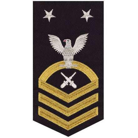 Navy E9 MALE Rating Badge: Gunner's Mate - seaworthy gold on blue - Hooyah Woodworks LLC