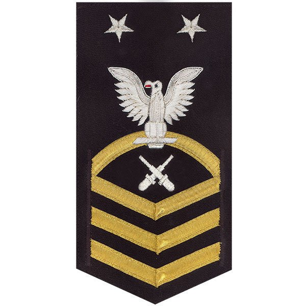 Navy E9 MALE Rating Badge: Gunner's Mate - vanchief on blue - Hooyah Woodworks LLC