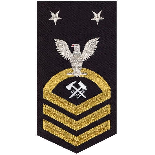 Navy E9 MALE Rating Badge: Hull Maintenance Technician - seaworthy gold on blue - Hooyah Woodworks LLC