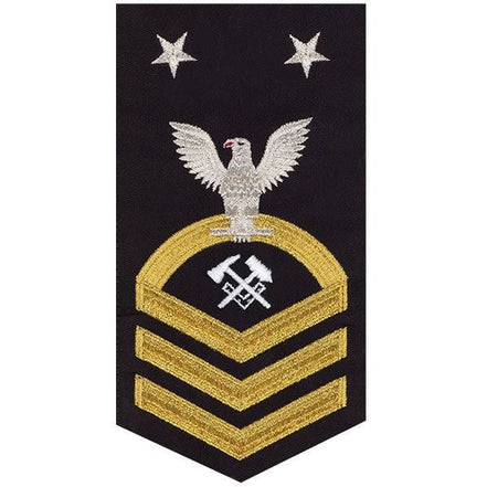 Navy E9 MALE Rating Badge: Hull Maintenance Technician - seaworthy gold on blue - Hooyah Woodworks LLC