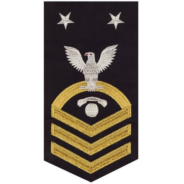 Navy E9 MALE Rating Badge: Interior Communications Electrician - seaworthy gold on blue - Hooyah Woodworks LLC