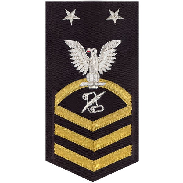 Navy E9 MALE Rating Badge: Journalist - vanchief on blue - Hooyah Woodworks LLC