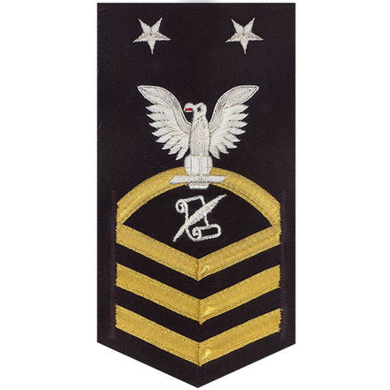 Navy E9 MALE Rating Badge: Journalist - vanchief on blue - Hooyah Woodworks LLC