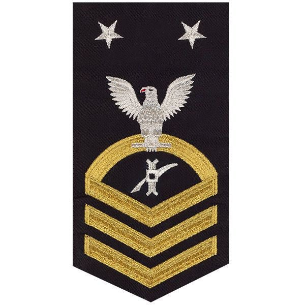 Navy E9 MALE Rating Badge: Legalman - seaworthy gold on blue - Hooyah Woodworks LLC