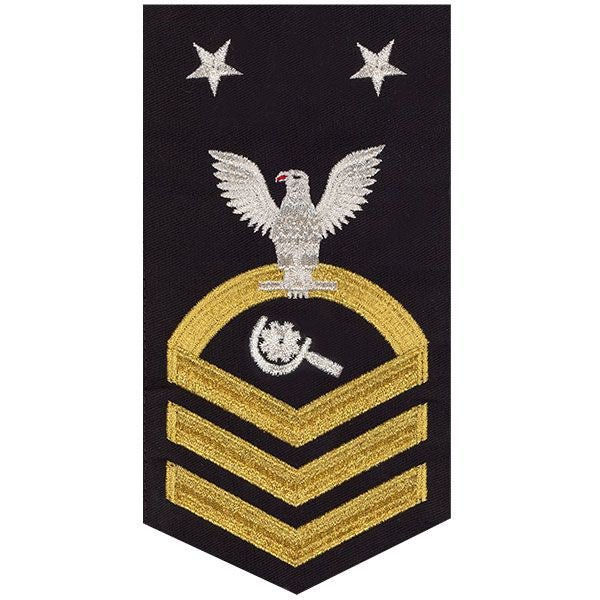Navy E9 MALE Rating Badge: Machinery Repairman - seaworthy gold on blue - Hooyah Woodworks LLC