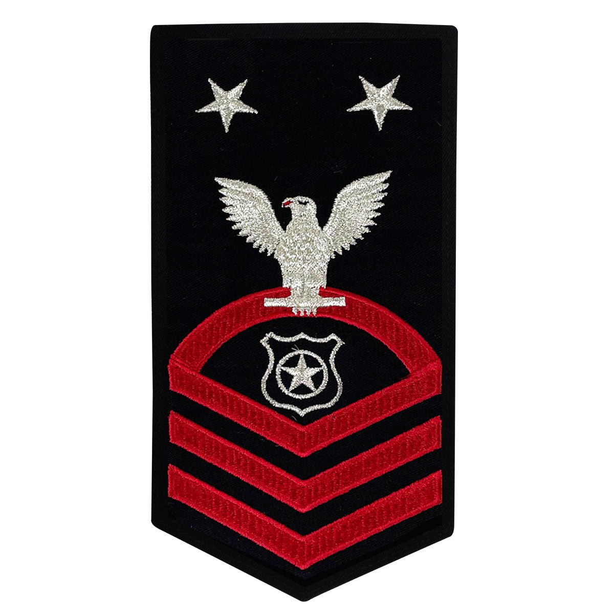 Navy E9 MALE Rating Badge: Master At Arms - seaworthy red on blue - Hooyah Woodworks LLC