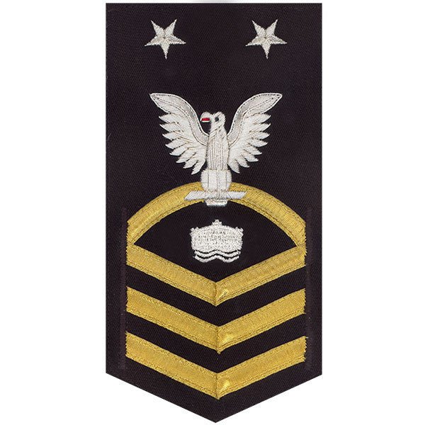 Navy E9 MALE Rating Badge: Mineman - vanchief on blue - Hooyah Woodworks LLC