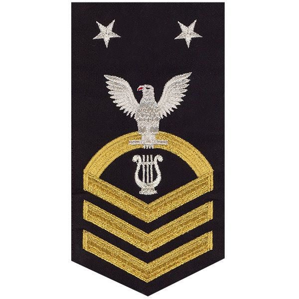 Navy E9 MALE Rating Badge: Musician - seaworthy gold on blue - Hooyah Woodworks LLC