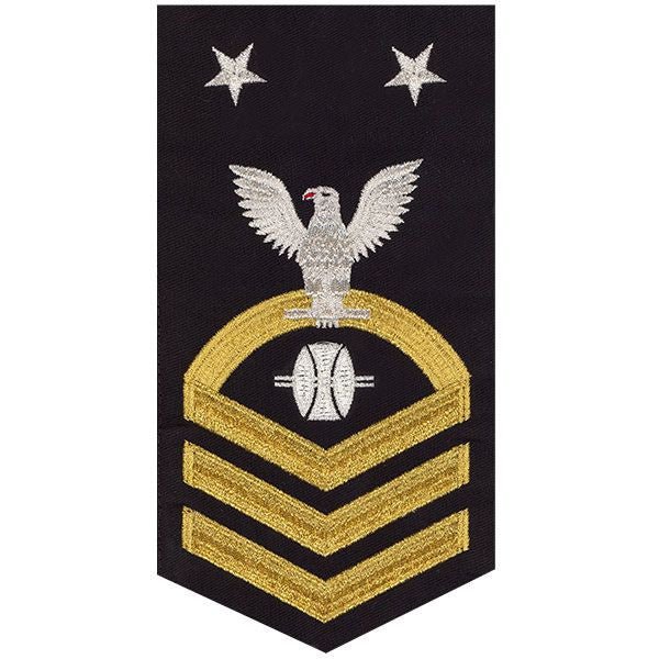 Navy E9 MALE Rating Badge: Opticalman - seaworthy gold on blue - Hooyah Woodworks LLC