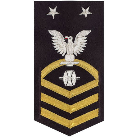 Navy E9 MALE Rating Badge: Opticalman - vanchief on blue - Hooyah Woodworks LLC