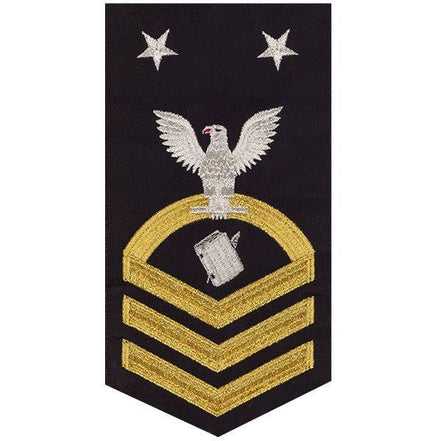 Navy E9 MALE Rating Badge: Personnelman - seaworthy gold on blue - Hooyah Woodworks LLC