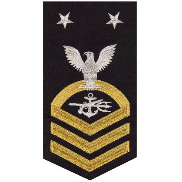 Navy E9 MALE Rating Badge: Special Warfare Operator - seaworthy gold on blue - Hooyah Woodworks LLC