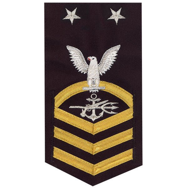 Navy E9 MALE Rating Badge: Special Warfare Operator - vanchief on blue - Hooyah Woodworks LLC