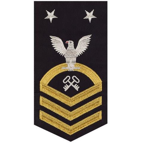 Navy E9 MALE Rating Badge: Storekeeper / Logistics - seaworthy gold on blue - Hooyah Woodworks LLC