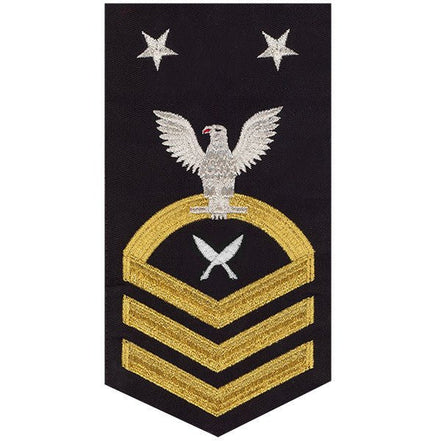 Navy E9 MALE Rating Badge: Yeoman - seaworthy gold on blue - Hooyah Woodworks LLC