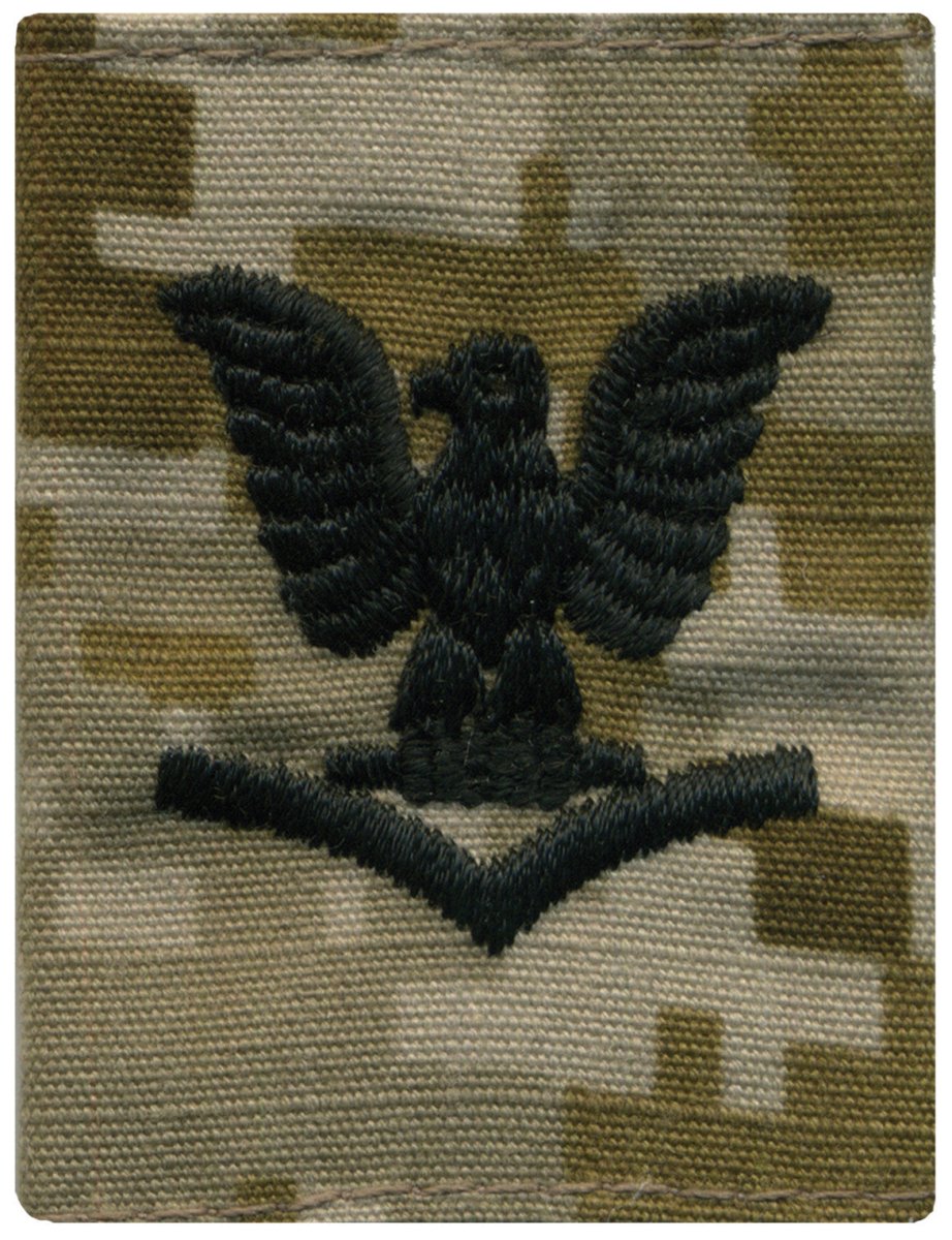 Navy Parka Tab Device: Desert Digital Embroidered E4 Third Class Petty Officer - Hooyah Woodworks LLC