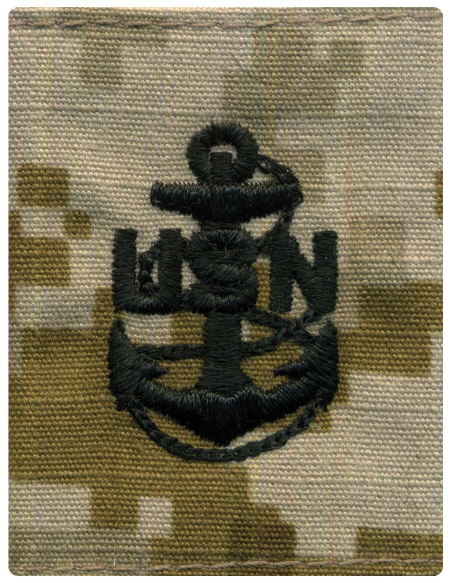 Navy Parka Tab Device: Desert Digital Embroidered E7 Chief Petty Officer - Hooyah Woodworks LLC