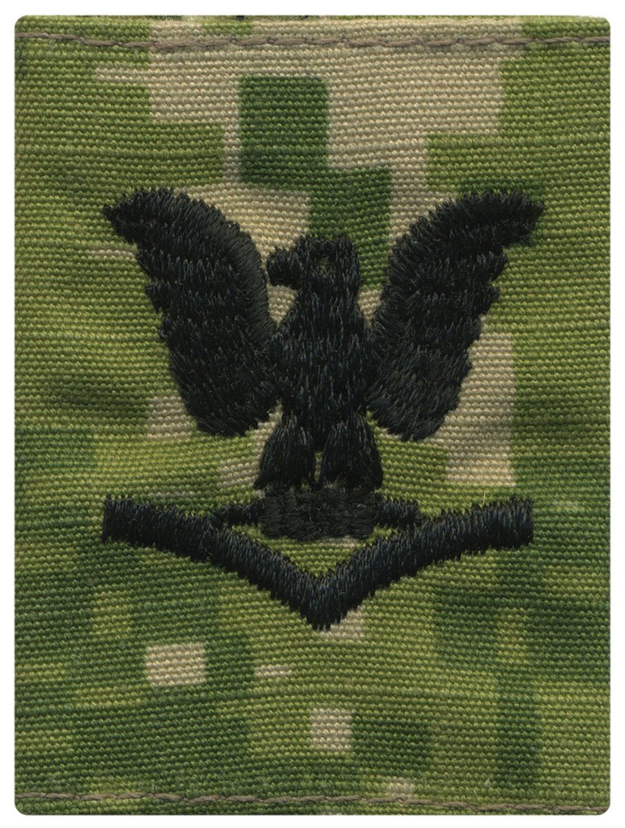 Navy Parka Tab Device: Woodland Digital Embroidered E4 Third Class Petty Officer - Hooyah Woodworks LLC