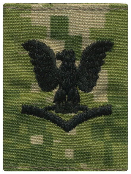 Navy Parka Tab Device: Woodland Digital Embroidered E4 Third Class Petty Officer - Hooyah Woodworks LLC