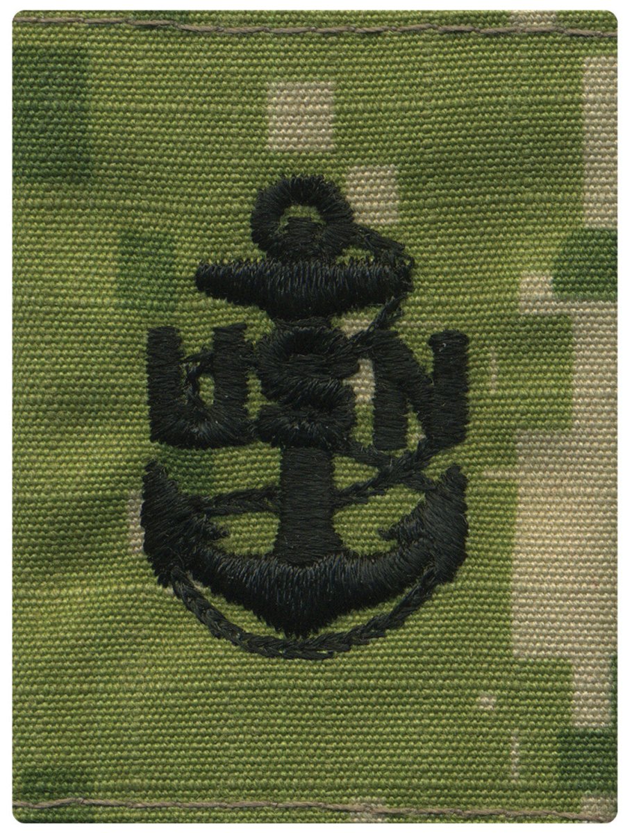 Navy Parka Tab Device: Woodland Digital Embroidered E7 Chief Petty Officer - Hooyah Woodworks LLC