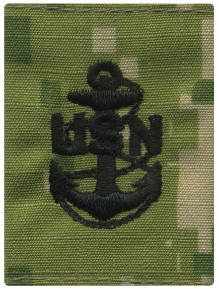 Navy Parka Tab Device: Woodland Digital Embroidered E7 Chief Petty Officer - Hooyah Woodworks LLC