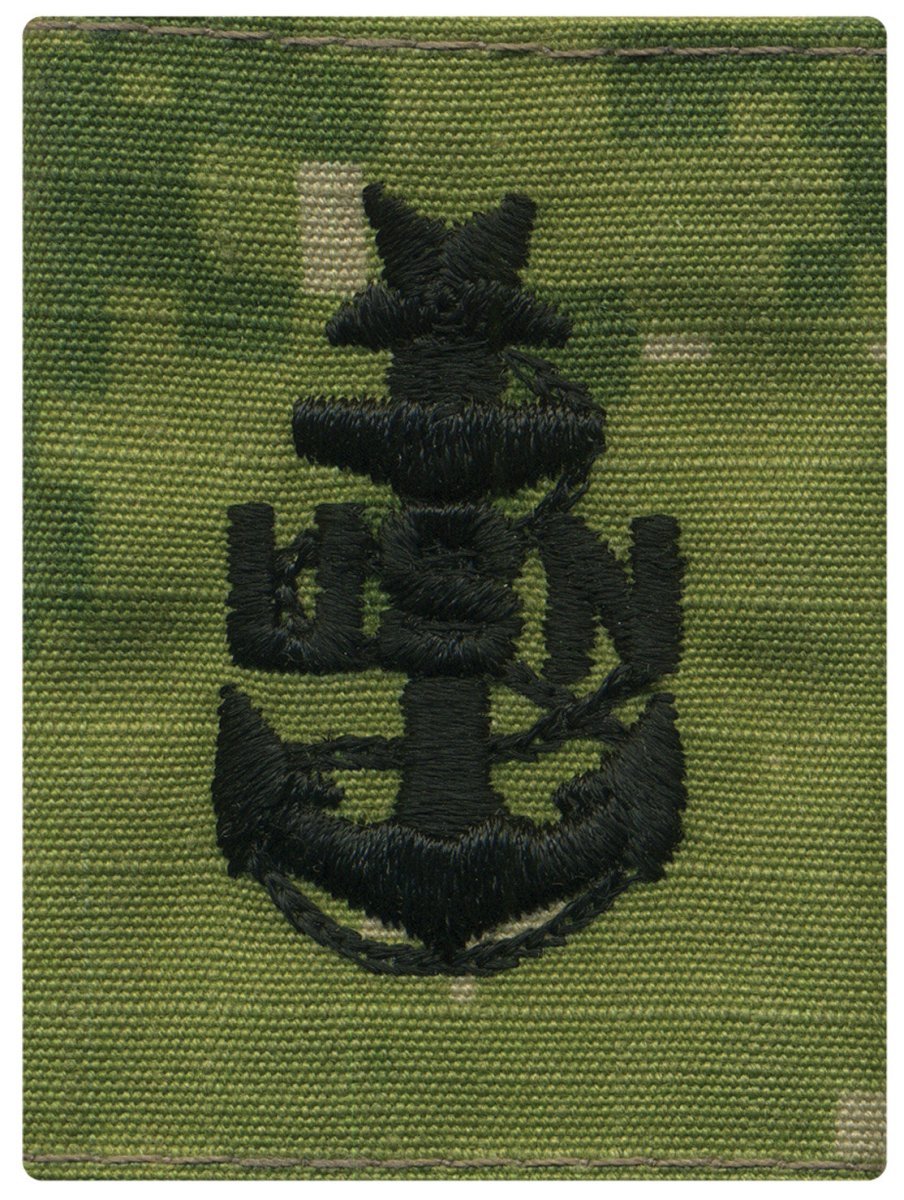 Navy Parka Tab Device: Woodland Digital Embroidered E8 Senior Chief Petty Officer - Hooyah Woodworks LLC