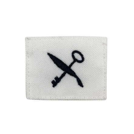 Navy Rating Badge: Striker Mark for RS Retail Services Specialist - white CNT for dress uniforms - Hooyah Woodworks LLC