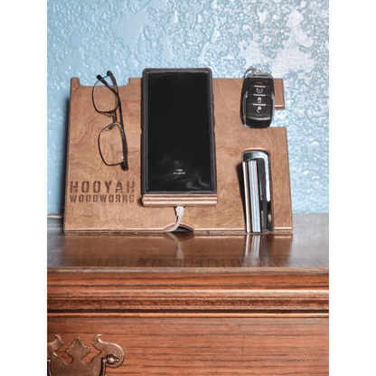 Night Stand Phone Docking / Charging Station Free Personalization - Hooyah Woodworks LLC
