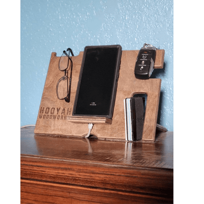 Night Stand Phone Docking / Charging Station Free Personalization - Hooyah Woodworks LLC