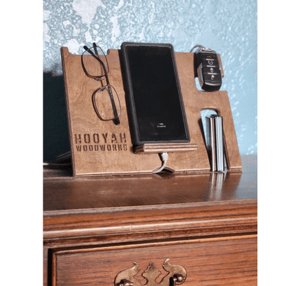 Night Stand Phone Docking / Charging Station Free Personalization - Hooyah Woodworks LLC