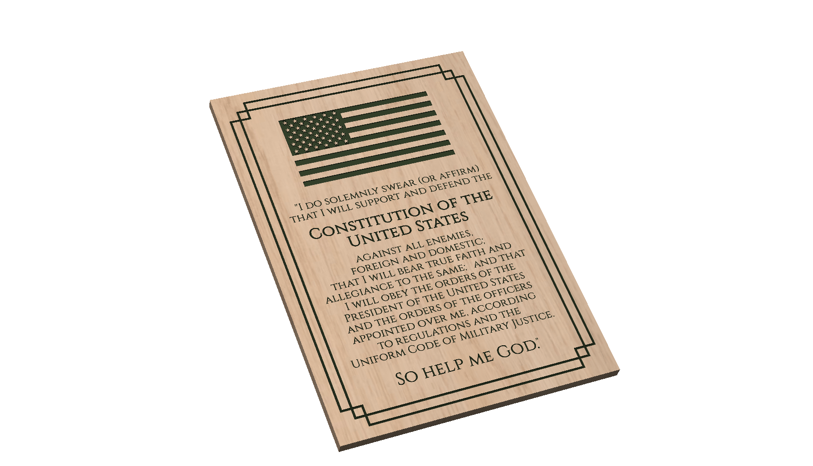 Oath of enlistment US MILITARY - Hooyah Woodworks LLC