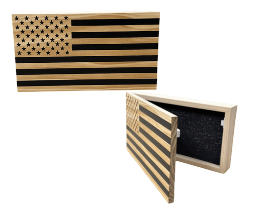 Opposite Inverted Flag (Black) Gun Safe - Wall Mounted Decorative Secure Gun Cabinet