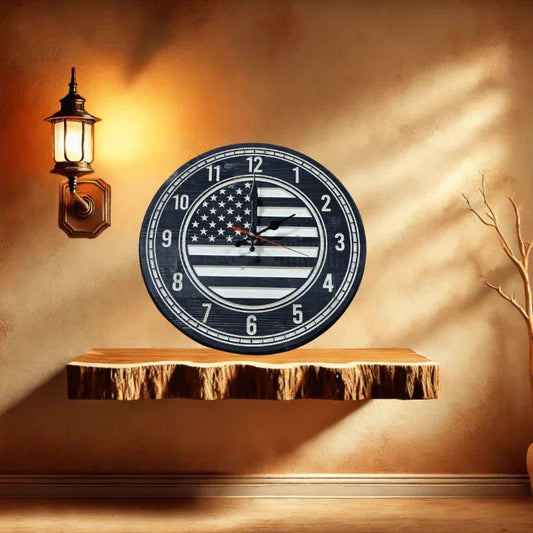 Patriotic American Flag Clock | Handmade Wooden Wall Clock USA - Hooyah Woodworks LLC