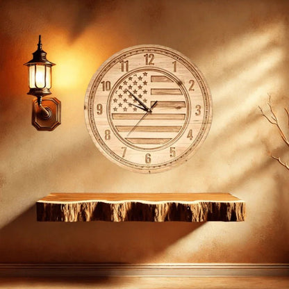 Patriotic American Flag Clock | Handmade Wooden Wall Clock USA - Hooyah Woodworks LLC