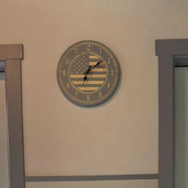 Patriotic American Flag Clock | Handmade Wooden Wall Clock USA - Hooyah Woodworks LLC