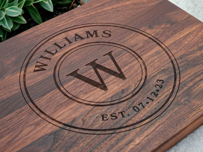 Personalized Cutting Board Wedding Gift, Customize your Walnut and Maple Boards, Engraved Engagement Gift, Unique Bridal Shower Present - Hooyah Woodworks LLC