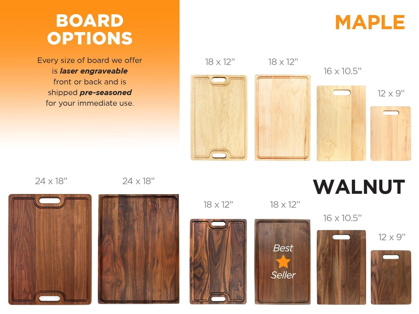 Personalized Cutting Board Wedding Gift, Customize your Walnut and Maple Boards, Engraved Engagement Gift, Unique Bridal Shower Present - Hooyah Woodworks LLC