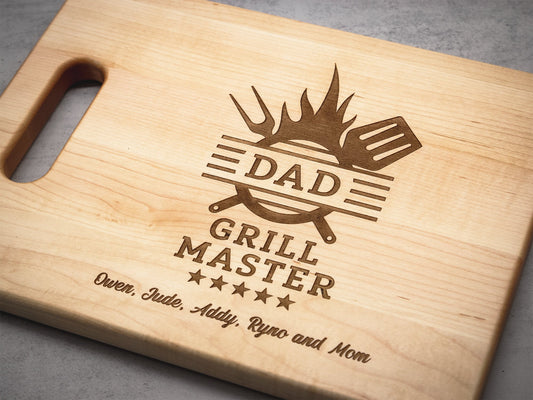 Personalized Gift For Dad, Dad Grill Master Cutting Board, Custom Grilling Gift For Dad, BBQ Gift For Dad, Custom Cutting Board - USA Made - Hooyah Woodworks LLC