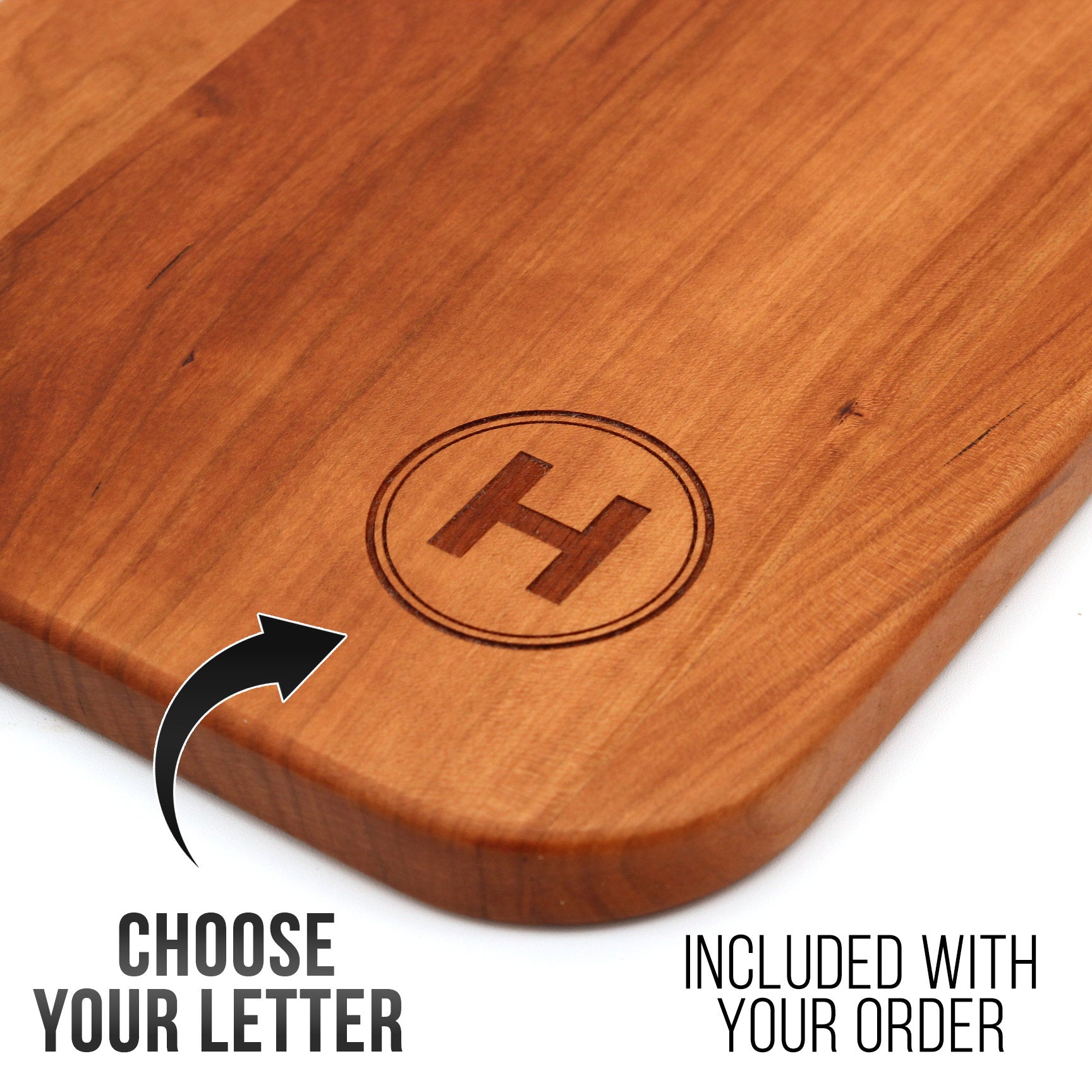 Personalized Last Name Letter Charcuterie Board, Monogram Cherry Wood Paddle Board, Mother’s Day Gift, Wedding Gift, Made in The USA - Hooyah Woodworks LLC