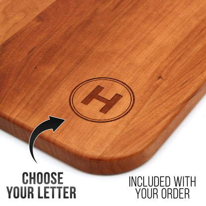 Personalized Last Name Letter Charcuterie Board, Monogram Cherry Wood Paddle Board, Mother’s Day Gift, Wedding Gift, Made in The USA - Hooyah Woodworks LLC