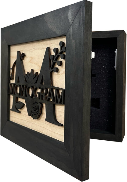 Personalized Monogrammed Last Name Hidden Gun Cabinet In Wall or On Wall Mount