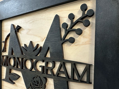 Personalized Monogrammed Last Name Hidden Gun Cabinet In Wall or On Wall Mount