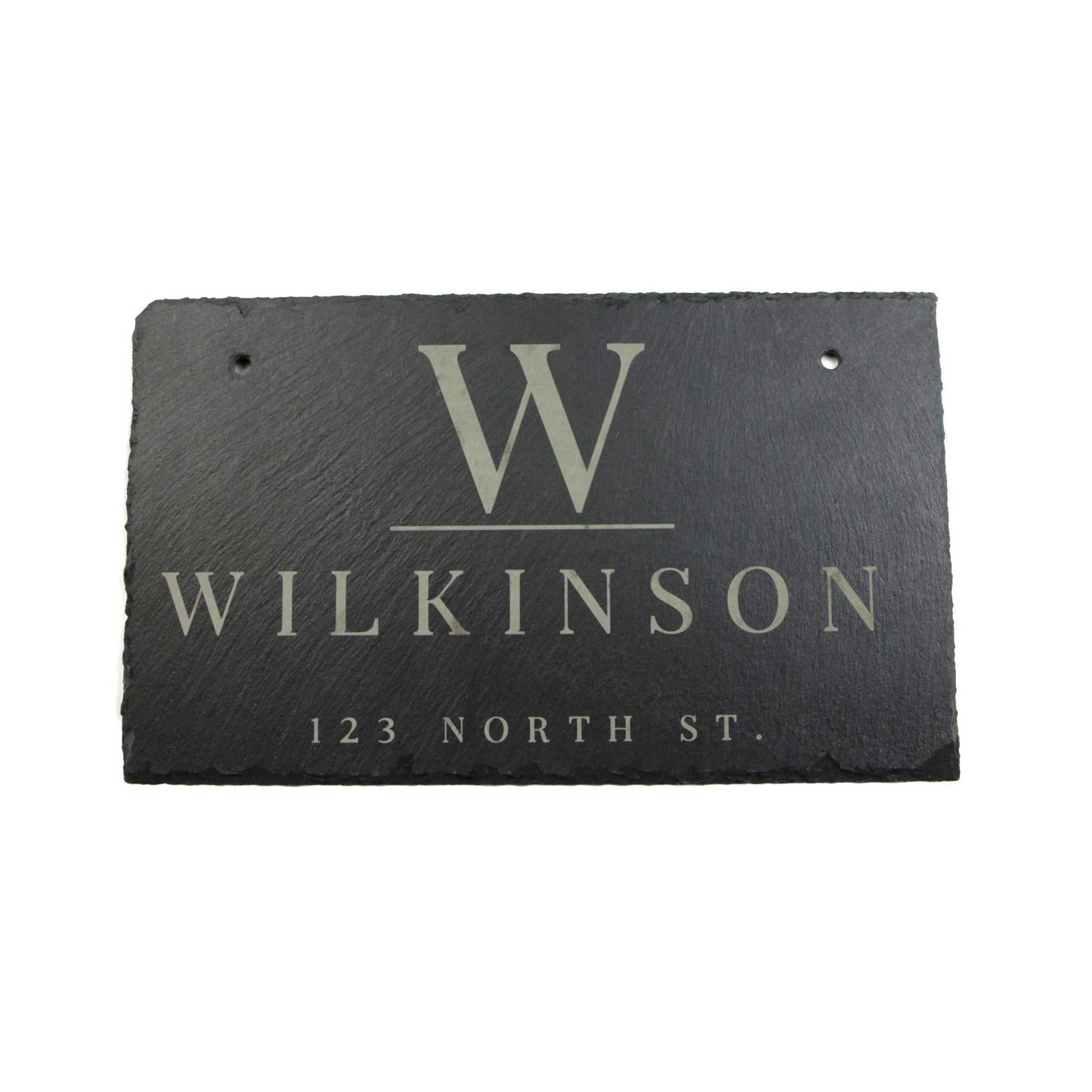 Personalized Slate Home Sign | Last Name Slate Address Sign | 11.75" x 7" Size | Street Number Sign | Slate Hanging Sign - Hooyah Woodworks LLC